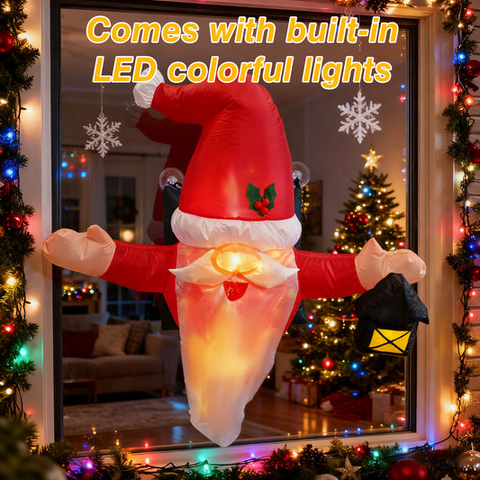 【Christmas gift】Fun and Festive: Inflatable Santa Claus Window Decoration with Built-in LED Lights!