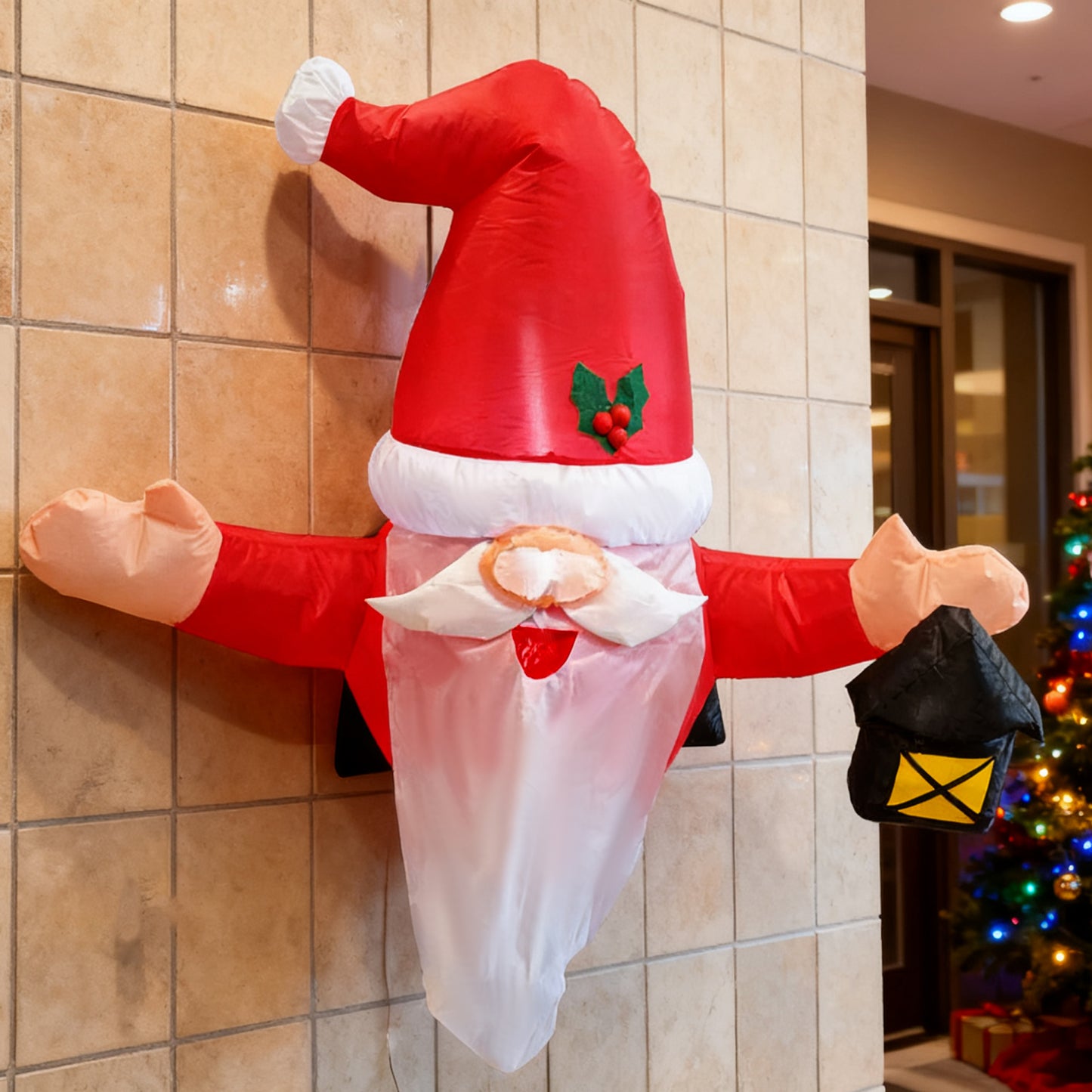 【Christmas gift】Fun and Festive: Inflatable Santa Claus Window Decoration with Built-in LED Lights!