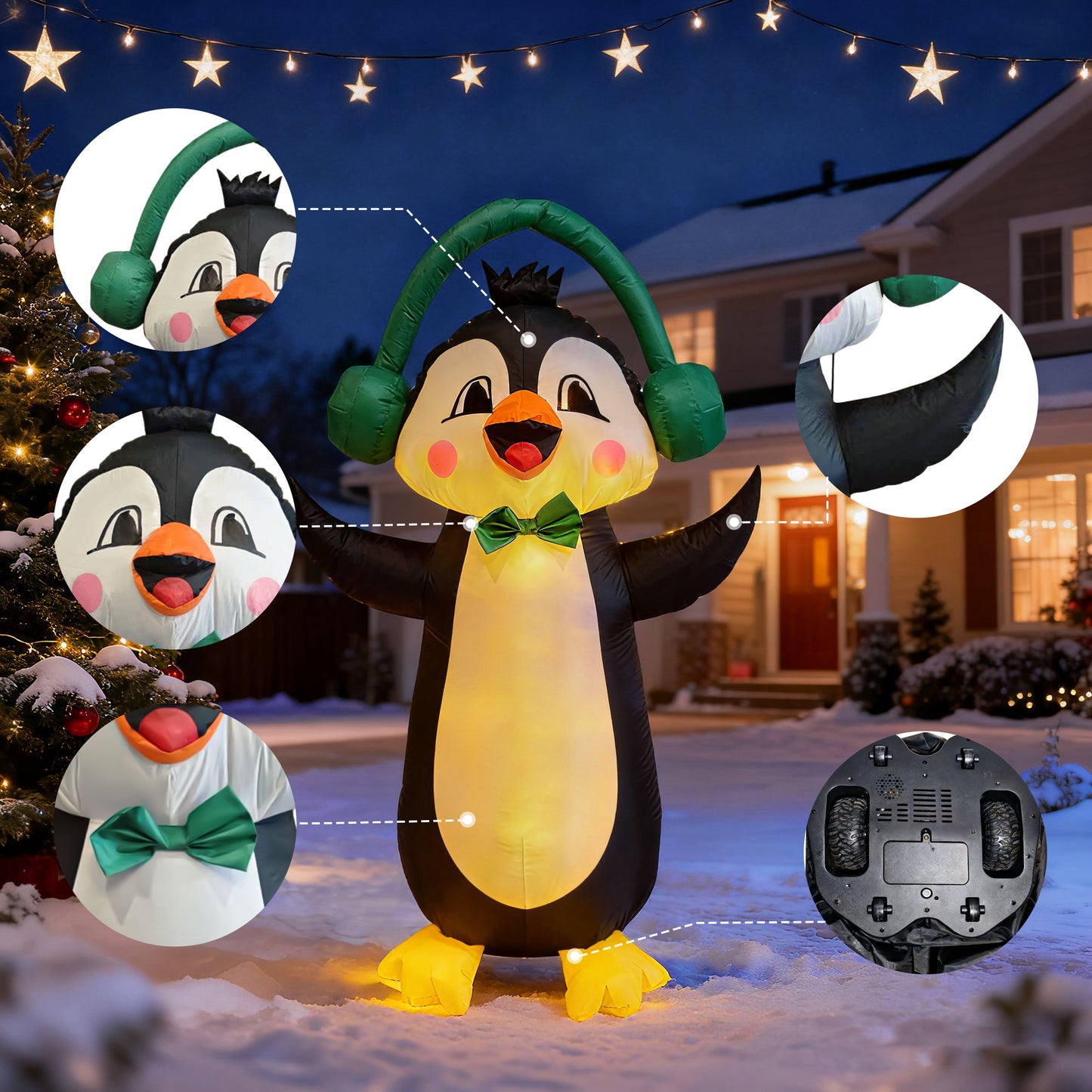 【Christmas gift】Instant Holiday Cheer: LED Penguin with One-Touch Inflation and Remote Control!