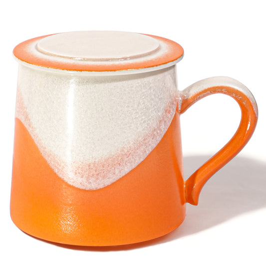 JDCervita RZC-Handmade Ceramic Coffee Mugs, 11.2 OZ Colored Glaze Coffee Cups with Lids