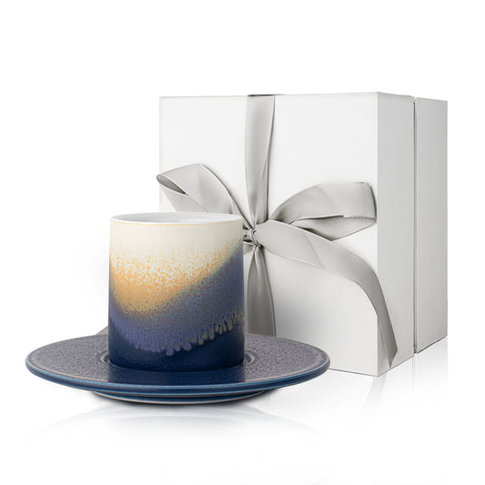 JDCervita SHLNS-Handmade Mug Set of 2, Cups and saucers,2.0 OZ Ceramic MINI Mugs(bule)