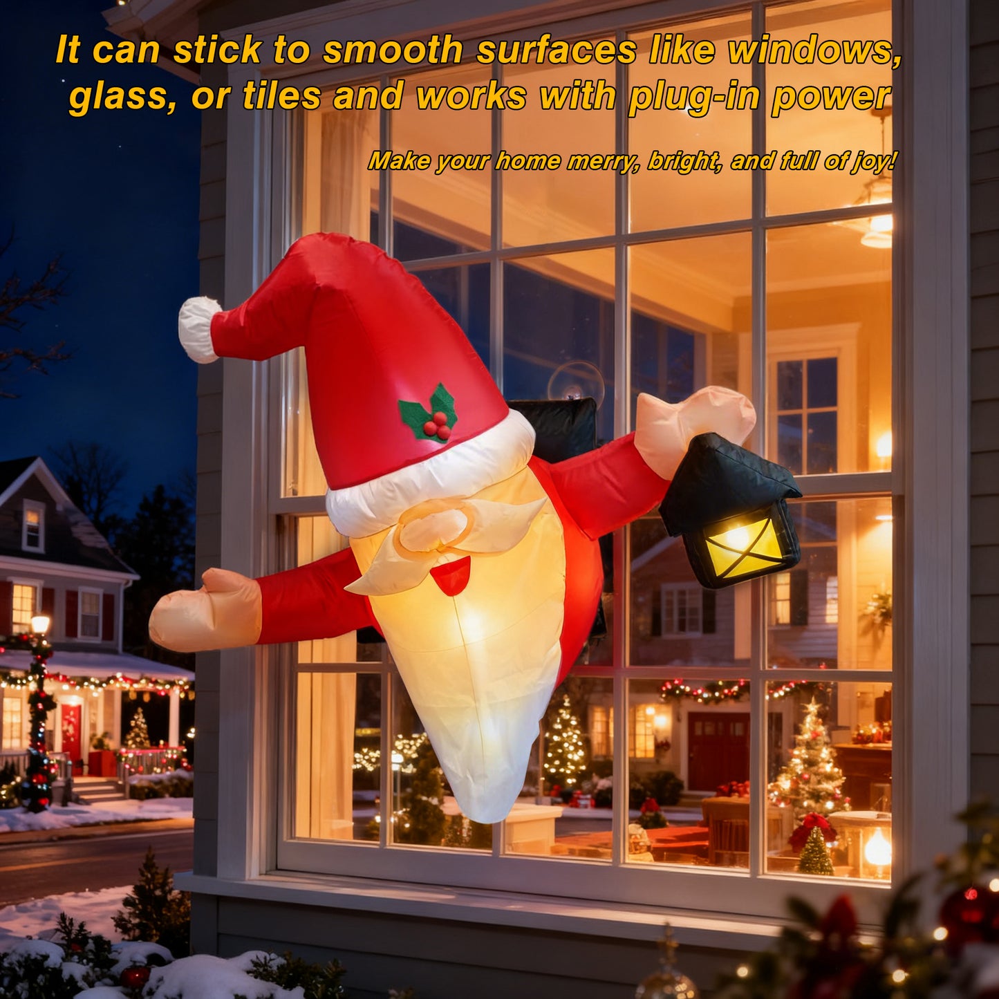 【Christmas gift】Fun and Festive: Inflatable Santa Claus Window Decoration with Built-in LED Lights!