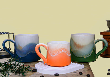 Ceramic Coffee Mugs, Parent-Child Mugs Set of 3, Brithday Gift for Women, Master Craftsmanship,80ML+330ML, Dishwasher and Microwave Cups