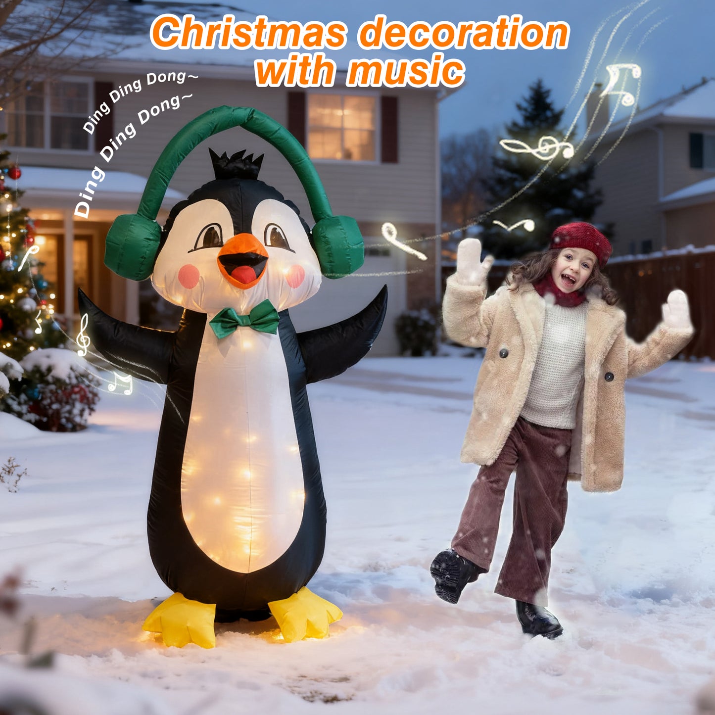 【Christmas gift】Instant Holiday Cheer: LED Penguin with One-Touch Inflation and Remote Control!