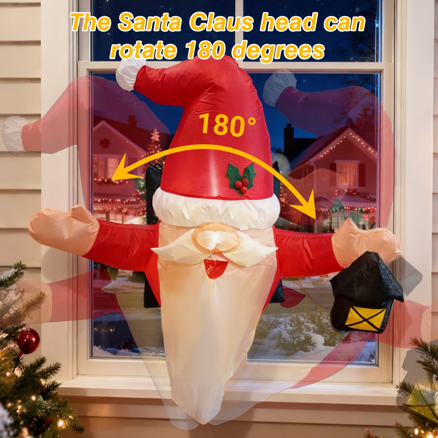 【Christmas gift】Fun and Festive: Inflatable Santa Claus Window Decoration with Built-in LED Lights!