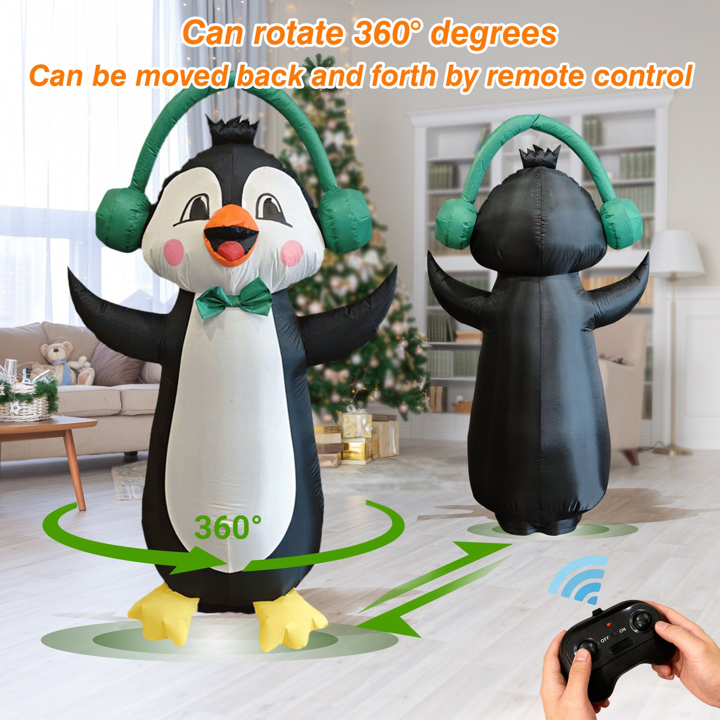 【Christmas gift】Instant Holiday Cheer: LED Penguin with One-Touch Inflation and Remote Control!