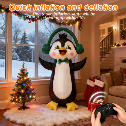 【Christmas gift】Instant Holiday Cheer: LED Penguin with One-Touch Inflation and Remote Control!