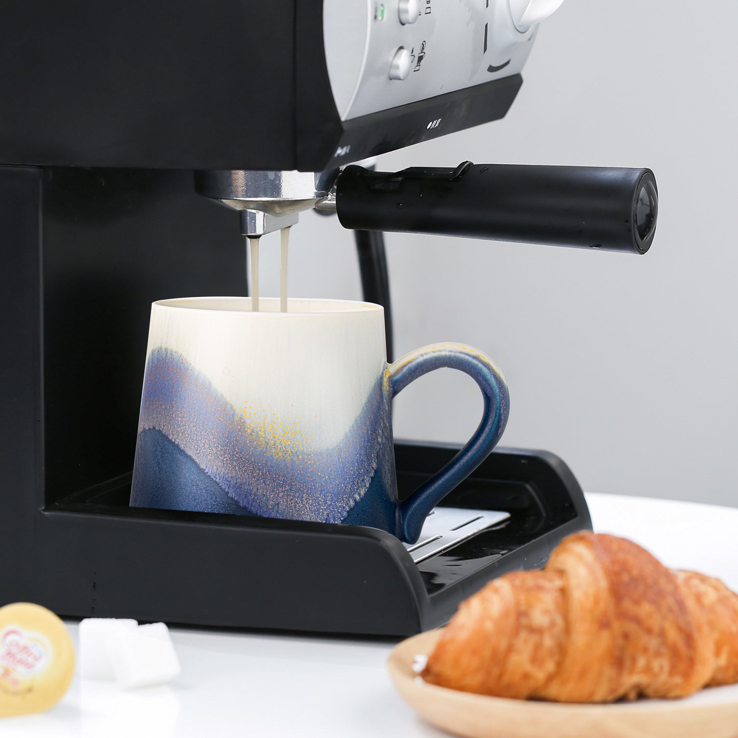 JDCervita SHL-Handmade Ceramic Coffee Mugs, 11.2 OZ Colored Glaze Coffee Cups with Lids