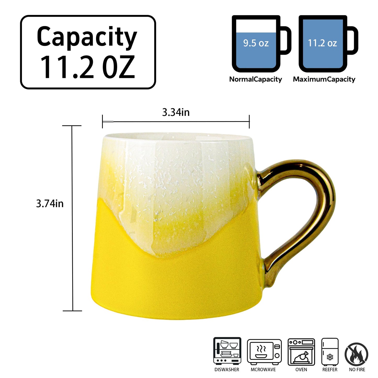 2 Pack Ceramic Coffee Mugs for Couple,11.2 OZ Colored Glaze Coffee Cup with Gold Plated Handle,Wedding Gifts for Bride and Groom - Gifts for Bridal Shower Engagement Wedding and Anniversary