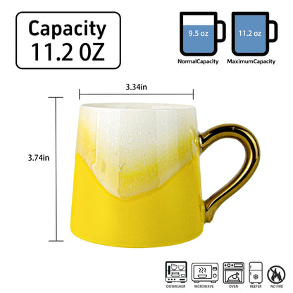 2 Pack Ceramic Coffee Mugs for Couple,11.2 OZ Colored Glaze Coffee Cup with Gold Plated Handle,Wedding Gifts for Bride and Groom - Gifts for Bridal Shower Engagement Wedding and Anniversary