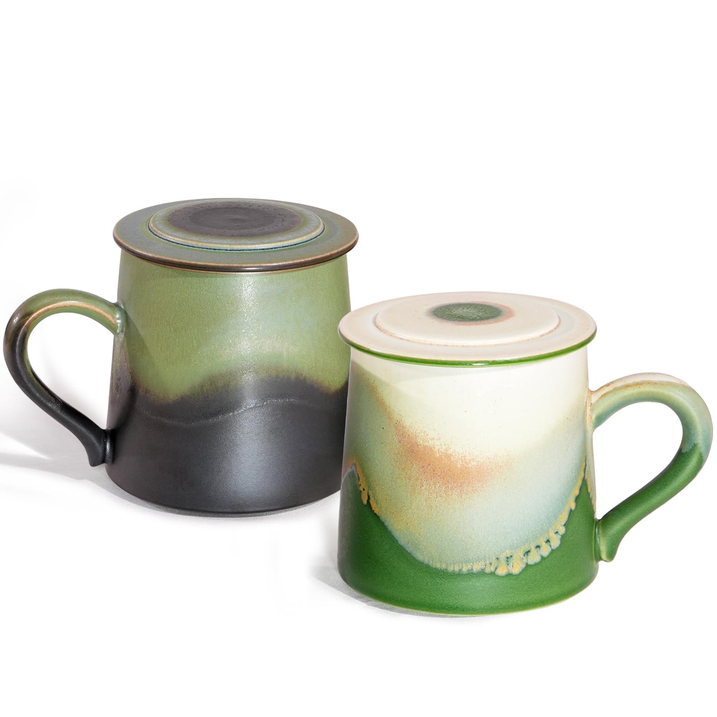 Ceramic Coffee Mug Set of 2, Coffee Mugs with Lid,11.2 OZ Coffee Cup Ceramic Engagement Gifts for Couples Newly Engaged Wedding Gifts Married Couples Anniversary