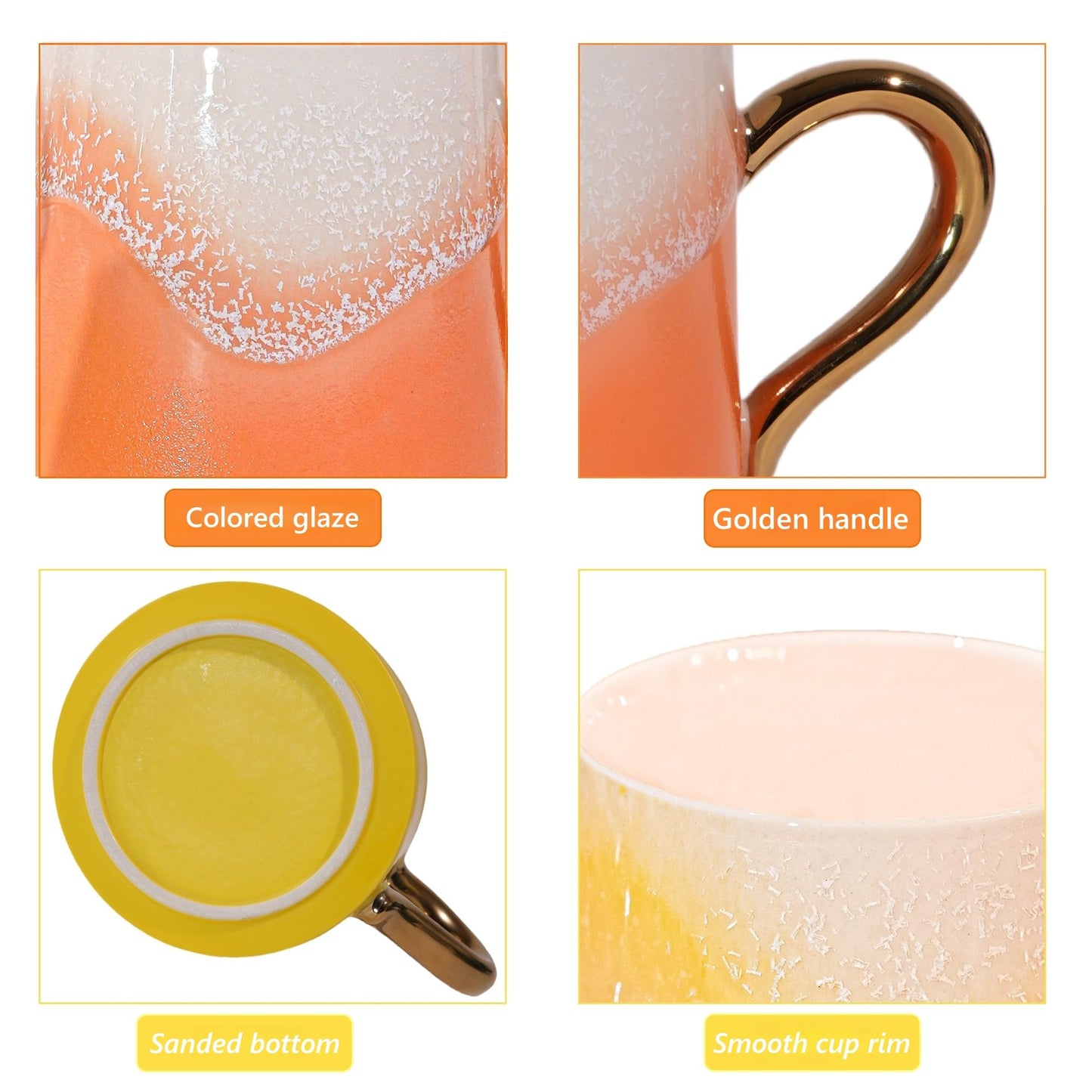 2 Pack Ceramic Coffee Mugs for Couple,11.2 OZ Colored Glaze Coffee Cup with Gold Plated Handle,Wedding Gifts for Bride and Groom - Gifts for Bridal Shower Engagement Wedding and Anniversary