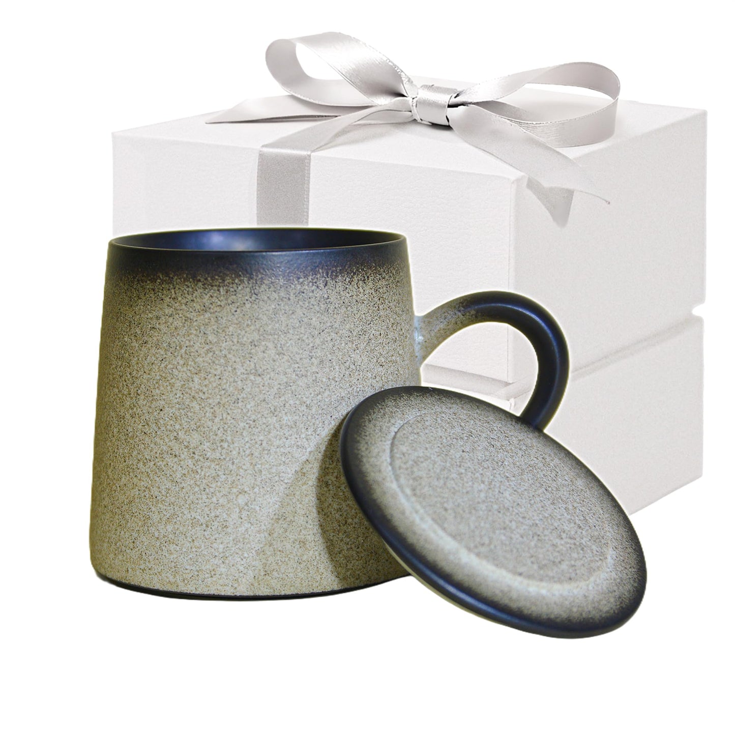 Handmade Ceramic Coffee Mugs, 11.2 OZ Colored Glaze Coffee Cups with Lids, Birthday Gift for Women, Mom, Dad, Friend, Sister, Brother, Dishwasher and Microwave Cups