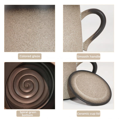 Handmade Ceramic Coffee Mugs, 11.2 OZ Colored Glaze Coffee Cups with Lids, Birthday Gift for Women, Mom, Dad, Friend, Sister, Brother, Dishwasher and Microwave Cups