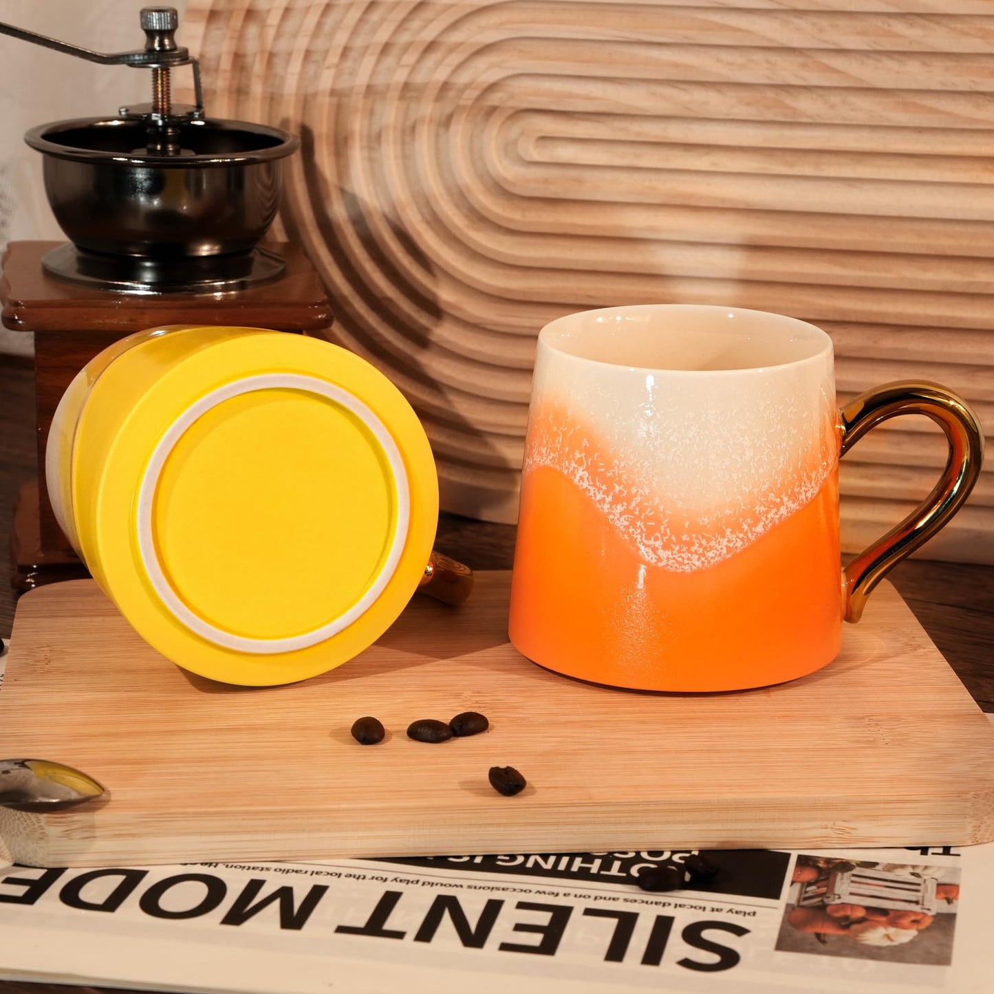 2 Pack Ceramic Coffee Mugs for Couple,11.2 OZ Colored Glaze Coffee Cup with Gold Plated Handle,Wedding Gifts for Bride and Groom - Gifts for Bridal Shower Engagement Wedding and Anniversary