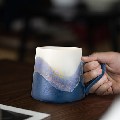 JDCervita SHL-Handmade Ceramic Coffee Mugs, 11.2 OZ Colored Glaze Coffee Cups with Lids