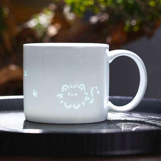 Jingdezhen ceramic cups - high-end, exquisite, charming mugs, tall appearance, high-quality coffee cups, couples' cups, office and household drinking cups