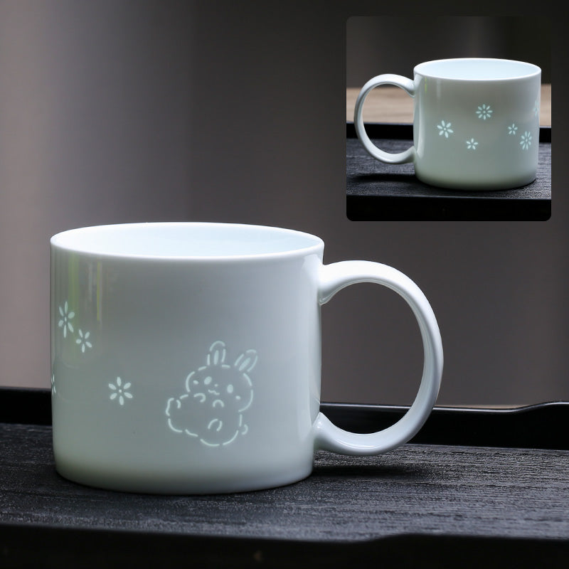 Jingdezhen ceramic cups - high-end, exquisite, charming mugs, tall appearance, high-quality coffee cups, couples' cups, office and household drinking cups