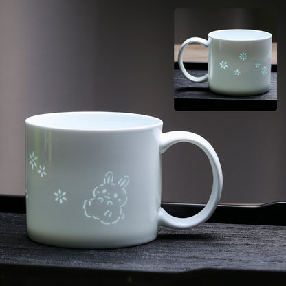 Jingdezhen ceramic cups - high-end, exquisite, charming mugs, tall appearance, high-quality coffee cups, couples' cups, office and household drinking cups