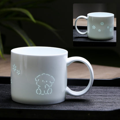 Jingdezhen ceramic cups - high-end, exquisite, charming mugs, tall appearance, high-quality coffee cups, couples' cups, office and household drinking cups